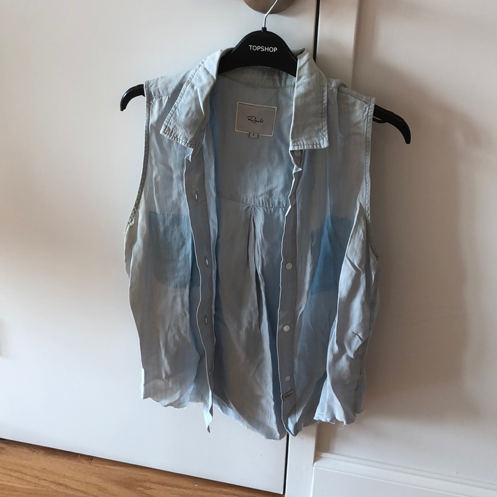 Rails denim cutoff shirt